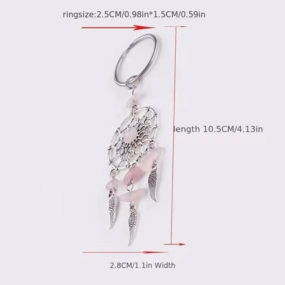 Dream Catcher Keyring Boho Native American Feathers Sea Glass Greens Silver Gift